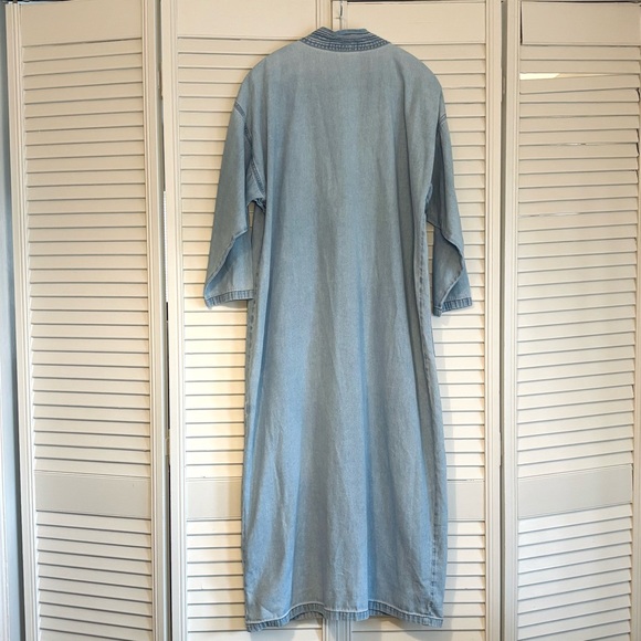 Vintage Orvis Oversized Denim Chambray Duster Dress Caftan Size Small - Picture 4 of 6